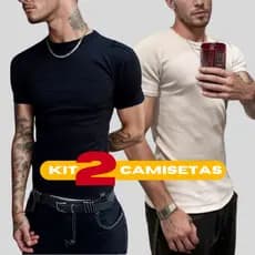 Kit 2 Camisetas Camisas Masculina Canelada Americana Blusa Americana Masculina Camisa Slim Americana Justa Ao Corpo