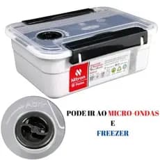 Marmita com Divisórias Para Microondas e Freezer com Travas Reforçado Nitron 800ML