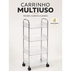 Carrinho Organizador 4 Andares com Rodinhas Multiuso Prateleira para Banheiro Cozinha Lavanderia