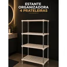 Estante Organizadora Prateleira Multiuso 4 Andares Polipropileno e Aço Resistente Reforçada