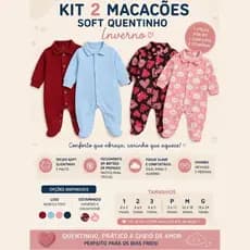 Kit 2 Macacão Bebê Soft Peluciado Com Botão Unissex Menino Menina Inverno Quentinho Confortável +1BB