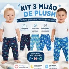 Kit 3 Mijão Plush Bebê Quentinho Inverno Macio e Confortável Tamanhos P/M/G +1BB
