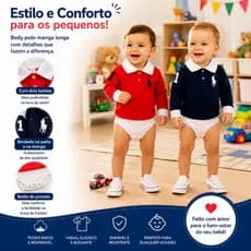 Kit 2 Body Bebê Polo Manga Longa  +1BB