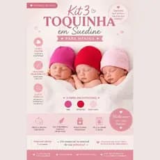 Kit 3 Toquinha em Suedine Menina +1BB