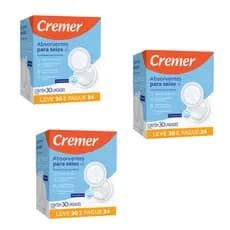 Kit 3 Absorventes Para Seios Cremer Leve 30 pague 24 und