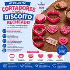 Kit Cortadores para Biscoito Recheado Coração bisconut Completo | Faça Biscoitos Lindos e Profissionais ENVIO RAPIDO