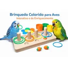 Brinquedo Puxa Argola Interativo para Aves Pássaros Calopsita Periquito Agapornis Anti Estresse