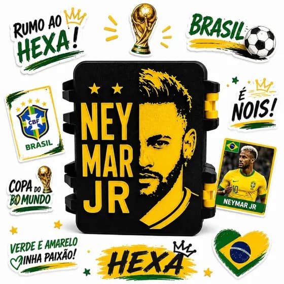 Porta Figurinhas Neymar Jr Copa 2026 – Organizador Coleção Futebol Até 400 Figurinhas