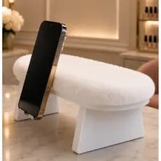 Apoio de Mão Pelúcia com Suporte de Celular Punho Nail Designer Manicure