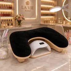 Apoio de Mão Profissional Angel Pélucia para Unhas Gel Fibra Pelúcia Natural