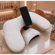 Apoio de Mão Punho Angel com Suporte de Celular Manicure Nail Designer Natural Sintético