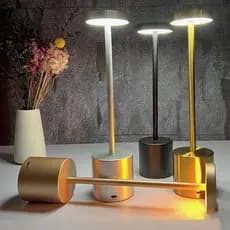 Luminária De Mesa Touch Candeeiro Alumínio Dourada  Recarregavel Usb Sem fio Dimerizavel