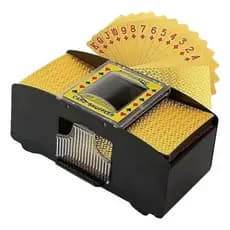 Kit Baralho Dourado Dolar + Embaralhador Misturador Cartas Poker Top
