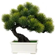 Planta Bonsai Artificial Vaso Branco Zen Decoração Mesa Sala Verde Premium