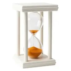 Ampulheta Decoração Clássica Relógio Vidro Madeira 30min Branco