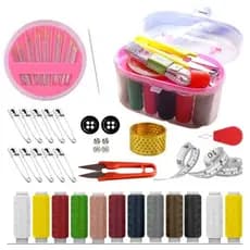 Kit Completo Costura Viagem Maleta Estojo Agulha Linha Fita Metrica