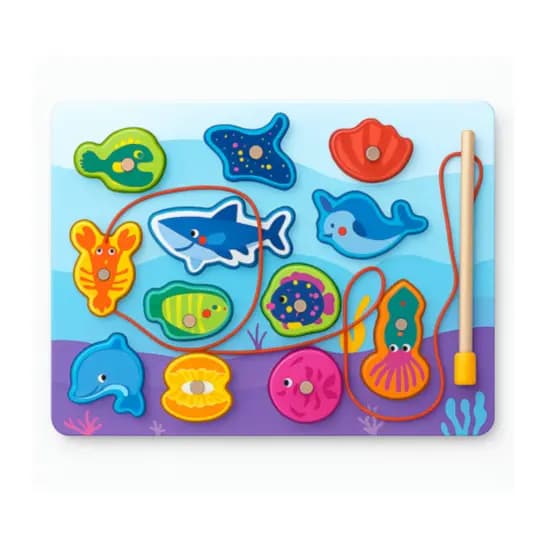 Pescaria Divertida Alinhavo Brinquedos e Jogos Educativos Em Madeira Jogo Pesca Divertido De Encaixe