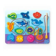 Pescaria Divertida Alinhavo Brinquedos e Jogos Educativos Em Madeira Jogo Pesca Divertido De Encaixe