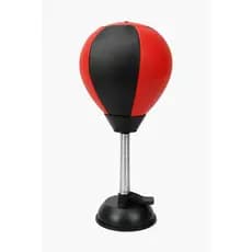 Saco De Pancada De Mesa Antiestresse Mini Bola Boxe Ventosa Vermelho e Preto Treino