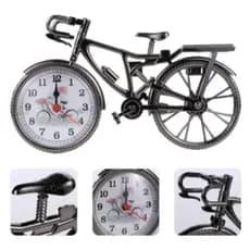 Relógio De Mesa Bicicleta Decoração Vintage Retrô Com Alarme Cinza