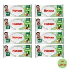 Kit 08 Pcts Lenços Toalhas Umedecidas Infantil Disney Baby Huggies Max Clean | 384 unidades