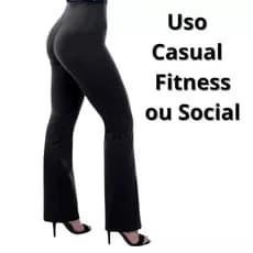 Calça Legging Flare Bailarina Cintura Alta Modela Bumbum Zero Transparência