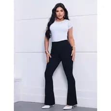 Calça Flare Bailarina Academia Feminina Cós Alto e Zero Transparência