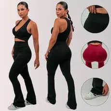 Calça Legging Flare Feminina Elegante Confortável e Sem Transparência