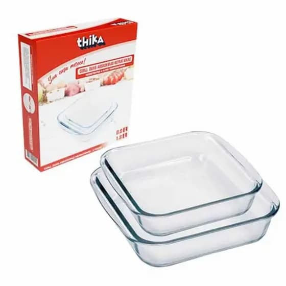 Kit com 2 Assadeiras De Vidro Retangular Refratárias