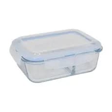 Pote Marmita Retangular Vidro Hermetico Divisoria 1520ml Organizacao Pratica