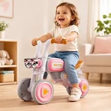 Bike Bicicleta Infantil Equilibrio Com Luzes Rodinhas Estabilizadoras Rosa Seguranca Diversao