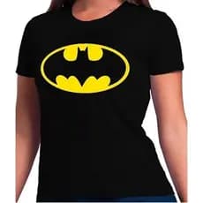 Camiseta Feminina Batman Preta Estampa Super-Herói Geek Nerd Estilosa Casual Camisa Menina