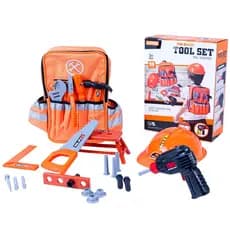 Kit de Ferramentas Infantil com Mochila 28 Peças + Capacete Educativo Kit Construtor Infantil