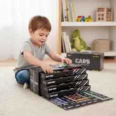 Kit 48 Carrinhos com Pista-Garagem Contêiner