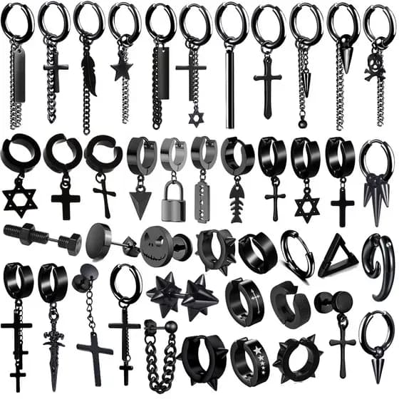 uma pedaço Moda Nova Peça Única De Aço Inoxidável Em Forma De Pino De Orelha Ângulo Para Homens/Mulheres Cruzar Hip Hop Geometry Punk Black Piercing Fake Ear Clip Jewelry Gift