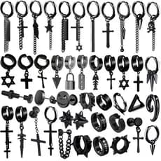 uma pedaço Moda Nova Peça Única De Aço Inoxidável Em Forma De Pino De Orelha Ângulo Para Homens/Mulheres Cruzar Hip Hop Geometry Punk Black Piercing Fake Ear Clip Jewelry Gift