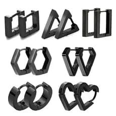 Brincos Unissex Punk Rock Hoop Geométricos De Aço Inoxidável Antialérgicos Para Mulheres Homens Piercing Push-Back Ear Plug Jewelry