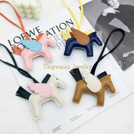 Pegasus saco pingente pu couro saco pingente Keychain saco pingente Presente franja acessórios