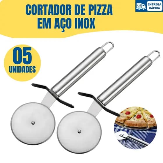 Kit 05 ou 03 ou 02 Cortadores de Pizza 20cm Inox Alta Qualidade Cabo Resistente