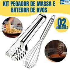 Kit Pegador de Massa + Fouet Batedor de Ovos Inox Durável Cozinha Gourmet