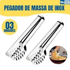 Kit 03 ou 02 Pegadores de Massas 20cm Aço Inox Resistente Utensílio de Cozinha