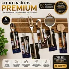 Conjunto Utensílios Inox 6 Unidades Pegador Massa Garfo Grande Batedor Ovo Colher Sorvete Peneira Cortado Pizza