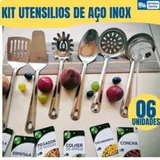 kit completo 06 unidades Utensílios de Inox de Alta Qualidade para Cozinha Restaurante e Buffet
