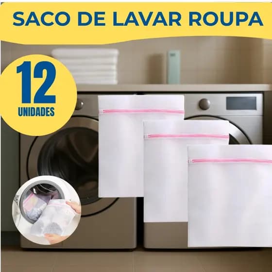Conjunto 3 6 9 ou 12 Sacos Lavar Roupa 30 x 40 Sacos Lavadora Maquina Roupa Delicada Intima Tanquinho