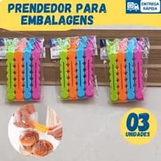 Kit 02 ou 03 Prendedores Lacra Veda Embalagem de Plástico Borboleta Multiuso Coloridos com 4 Peças 12X2,5CM