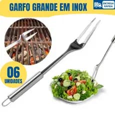 Kit 06 ou 04 ou 02 Garfos Trinchante Grande 35cm Aço Inox Resistente para Churrasco Cozinha Restaurante