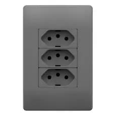 Tomada 3 Pinos 2p+t 20a Fame Habitat Onix Cinza Queimado Cinza
