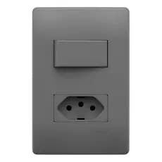 Conjunto 4x2 Cinza Com Interruptor Simples E Tomada 10a 250v 10 A 250v Cinza