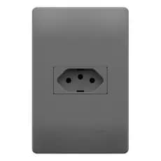 Tomada 2p+t 10a 250v Horizontal 4x2 Habitat Onix Fame Cinza