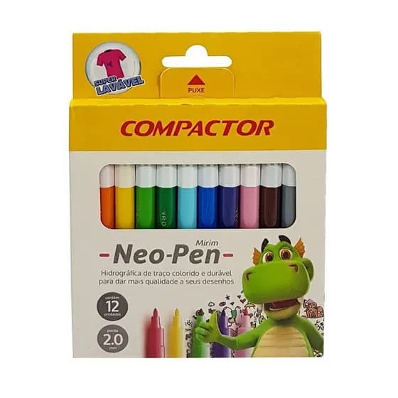 Canetinha Hidrográfica Compactor 12 Cores Neo Pen Mirim